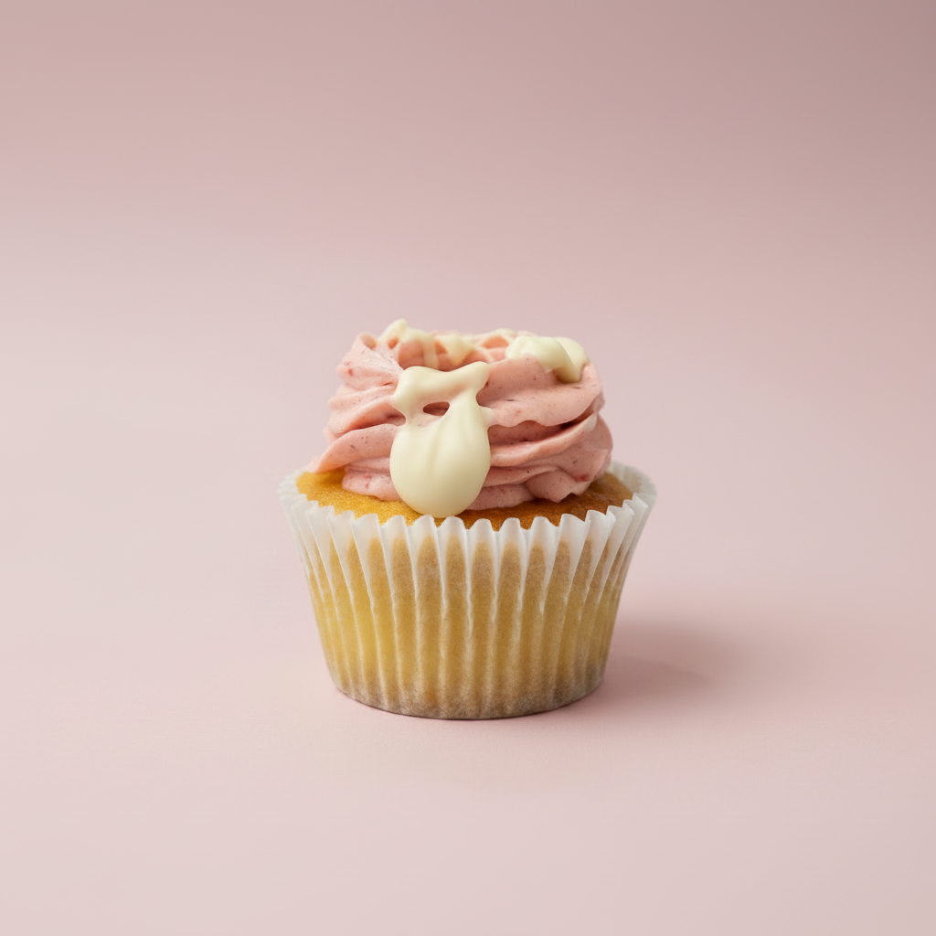 Close-up of cupcakes with raspberry and white chocolate buttercream