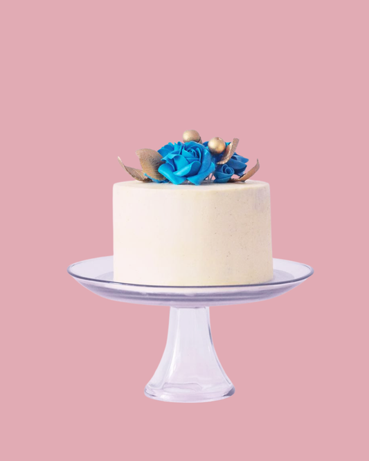 BLUE + GOLD ROSES CAKE